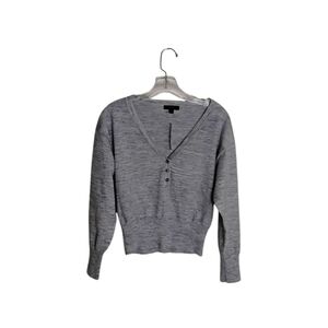 J. Crew Henley Women's XS Gray White V-Neck Botton Stretchy Long Sleeve Sweater